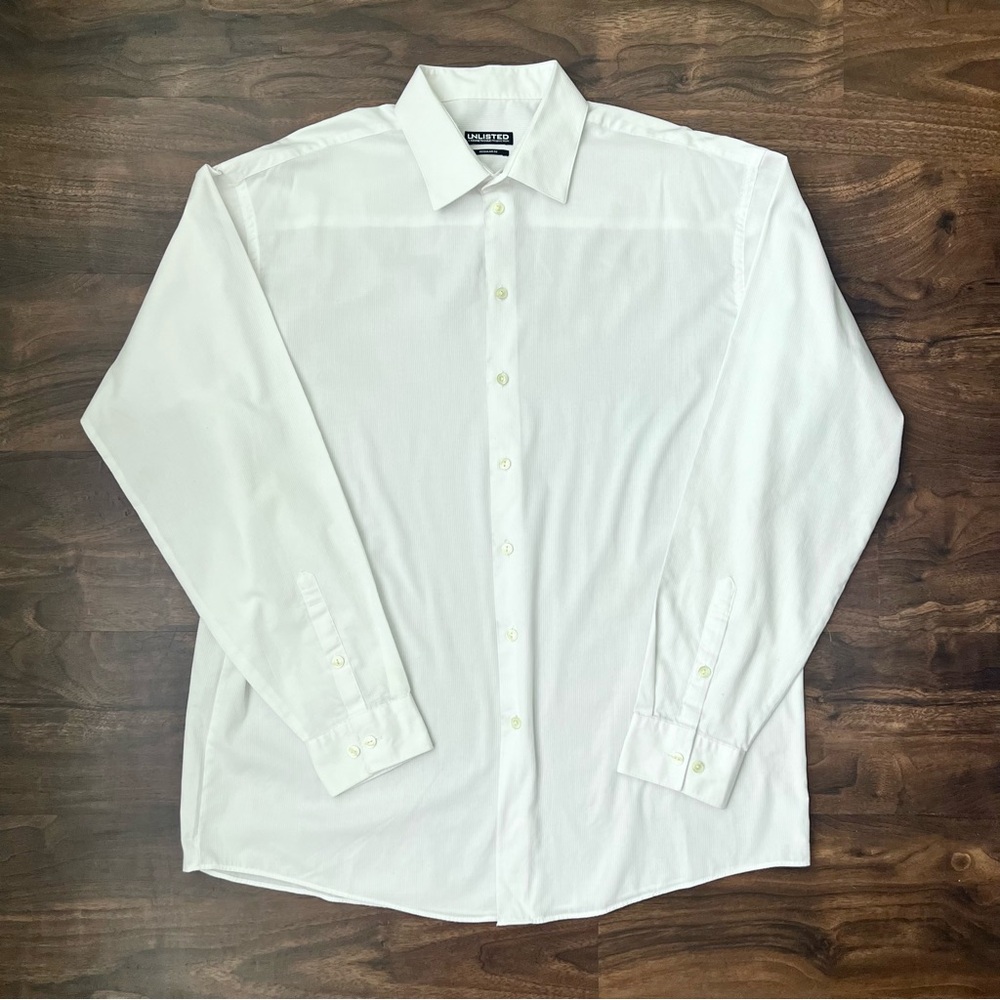 Unlisted Kenneth Cole Men’s White Dress Shirt Long Sleeve Button Down Size 17
